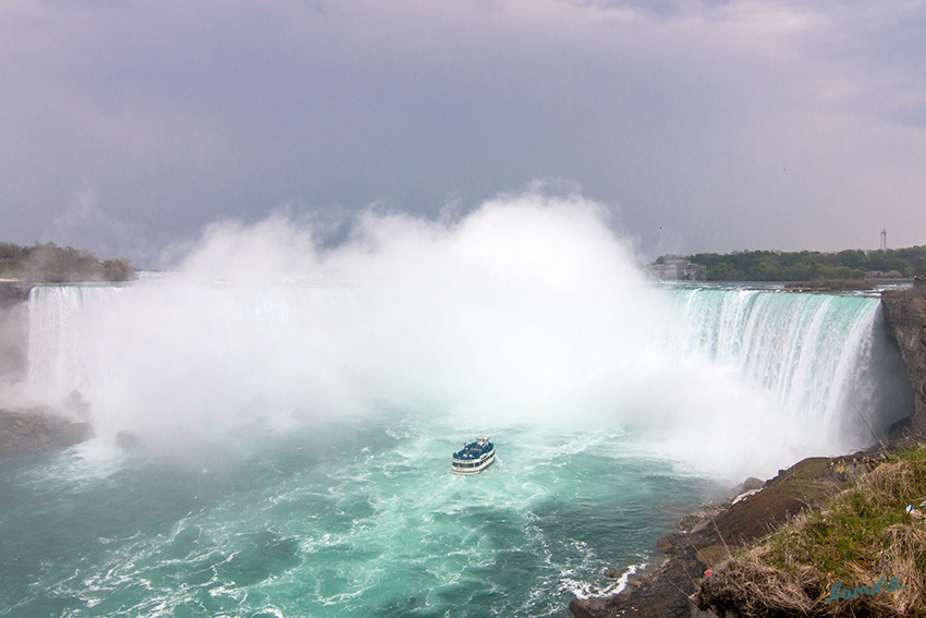 Niagarafälle
Der kanadische Teil der Wasserfälle (Horseshoe) hat eine Fallhöhe von 52 Metern.
Zahlreiche Befahrungen der Wasserfälle wurden bisher versucht. Etwas jeder zweite Versuch endete tödlich.
Mittlerweile ist ein Versuch unter Strafe gestellt.
Schlüsselwörter: Kanada, Niagara, Niagarafälle