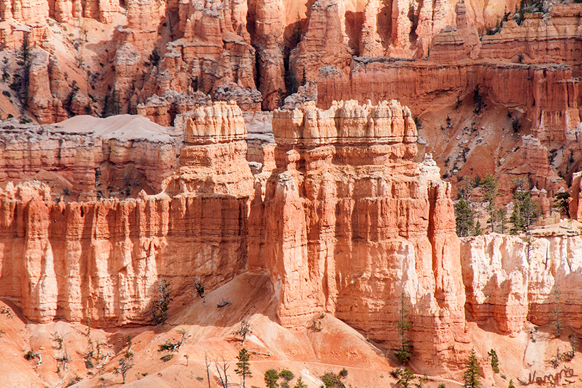 Bryce Canyon NP
Sunset Point
Als Hoodoos werden Gesteinssäulen aus Sandstein im Westen der Vereinigten Staaten und Kanadas benannt, die sich durch Wind geformt haben. Sie entstanden innerhalb der letzten 40 bis 60 Millionen Jahre vor allem auf den Hochplateaus des Colorado-Gebietes und der Northern Great Plains. Einige der bekanntesten Hoodoos stehen im Bryce-Canyon-Nationalpark.
laut Wikipedia
Schlüsselwörter: Amerika Bryce Canyon
