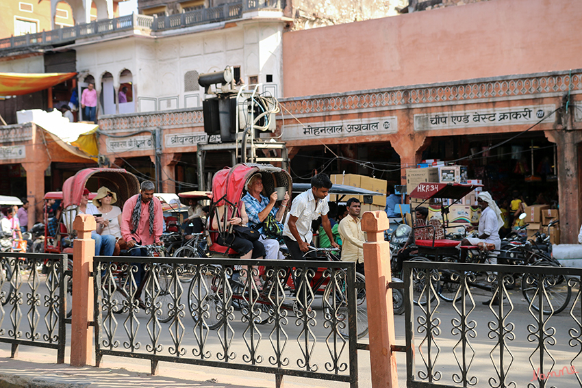 Jaipur - Fahrradrikschatour
Durch die Altstadt mit einer Rikscha-Fahrt, die uns die alten Straßen ganz anders erleben lies. 
Schlüsselwörter: Indien, Jaipur, Fahrradrikscha