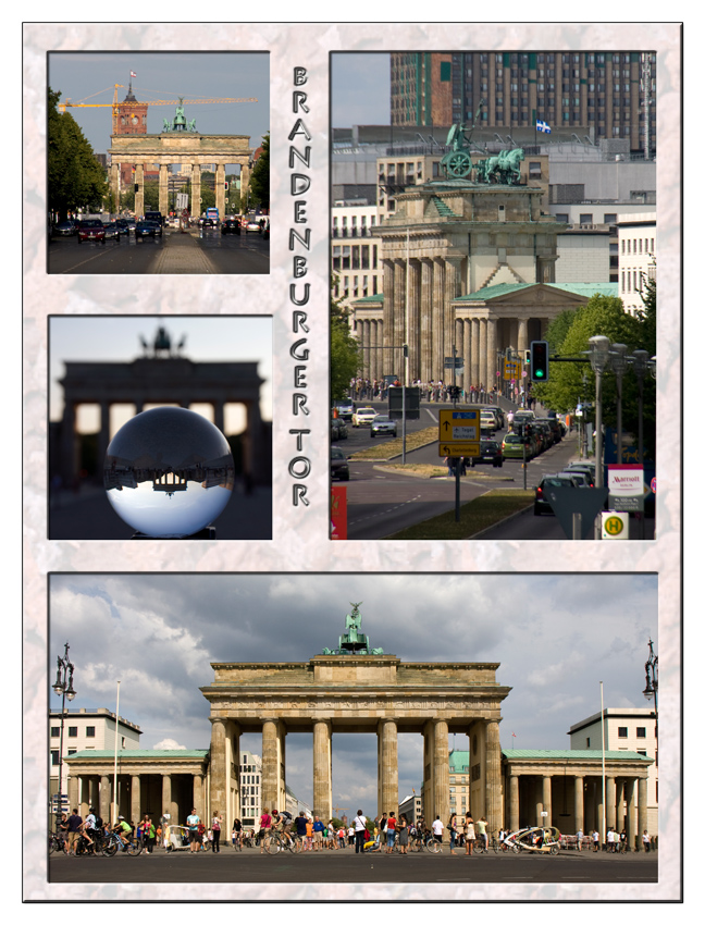 Impressionen
vom Brandenburger Tor

Ursprünglich durchquerten die Bundesstraßen 2 und 5 das Brandenburger Tor. Nach der Umgestaltung des Pariser Platzes wurde die Trasse beider Bundesstraßen südlich über Glinkastraße, Behrenstraße und Ebertstraße um das Brandenburger Tor herumgeführt.

laut Wikipedia
Schlüsselwörter: Brandenburger Tor               Berlin