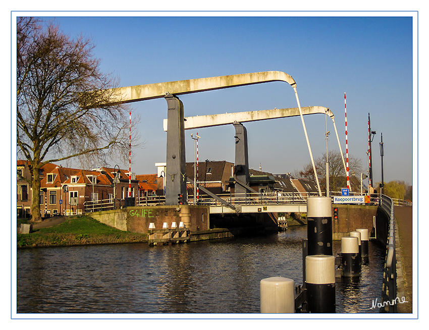 Die Koepoortbrug
ist eine schwere Zugbrücke, welche den Ortsteil Mary Duystlaan mit dem Zentrum von Delft verbindet.
Schlüsselwörter: Holland Delft Zugbrücke