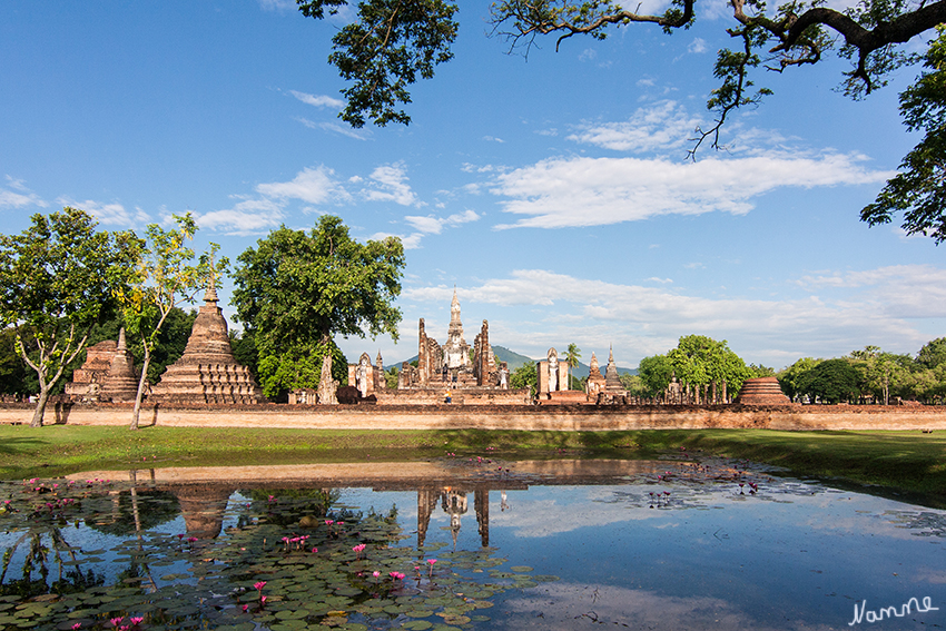 Geschichtspark Sukhothai
Durch die Befestigungen führten insgesamt vier Eingangstore in die Stadt. Innerhalb dieser Mauern sind die Überreste des königlichen Palastes und die von mehr als 20 Tempeln zu sehen, von denen der größte der Wat Mahathat ist.
Schlüsselwörter: Thailand Geschichtspark Sukhothai