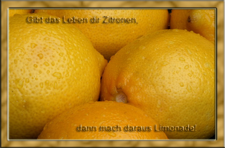 Gibt das Leben dir Zitronen.....
Schlüsselwörter: Zitronen