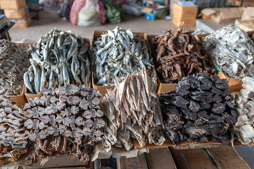 Unterwegs 
Fisch- und Gemüsemarkt
Schlüsselwörter: Sri Lanka,   