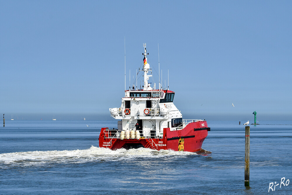 Arbeitsschiff
Start zum Off-Shore-Windpark.
