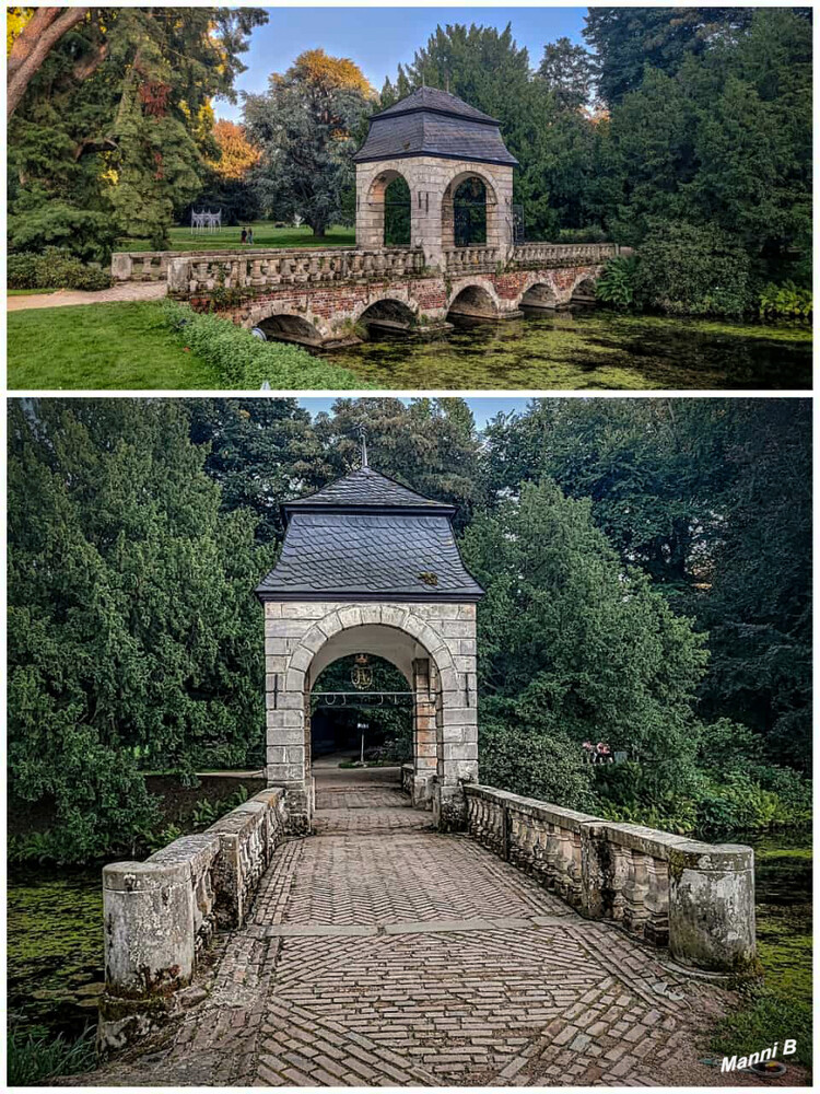 Schloss Dyck - Hochzeitsbrücke
Die Barockbrücke (ca. 1770) des Schloss Dyck nahe Jüchen im Rhein-Kreis Neuss. Sie wird so genannt, weil hier viele Paare ihre Hochzeitsfotos machen möchten. 
Schlüsselwörter: 2023