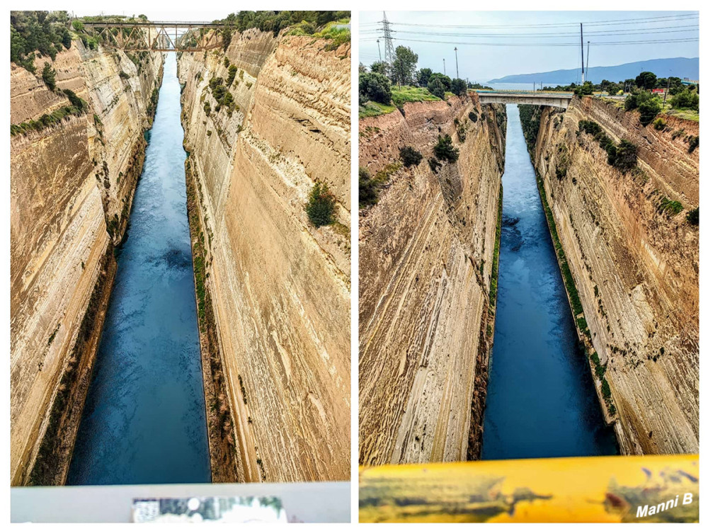Der Kanal von Korinth
Leider ohne Schiffe
Der Kanal von Korinth trennt bei Korinth die Halbinsel Peloponnes vom griechischen Festland. Je nach Route kann er einem Schiff die Umfahrung des Peloponnes ersparen und dessen Seeweg um bis zu 325 Kilometer verkürzen. lt. Wikipedia
Schlüsselwörter: 2025