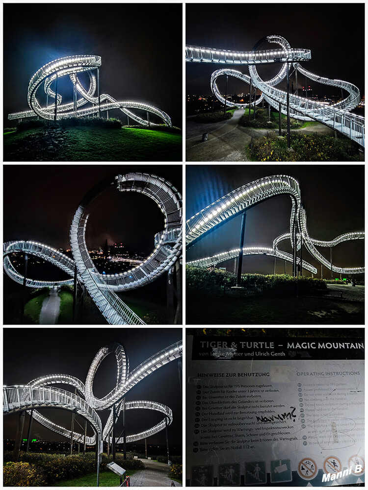 Tiger & Turtle
Tiger and Turtle – Magic Mountain ist eine einer Achterbahn nachempfundene Großskulptur auf der Heinrich-Hildebrand-Höhe im Angerpark in Duisburg-Angerhausen. Die Großskulptur ist ein Kunstwerk von Heike Mutter und Ulrich Genth, das im Rahmen der Kulturhauptstadt Ruhr.2010 entwickelt wurde. laut Wikipedia
Schlüsselwörter: 2023