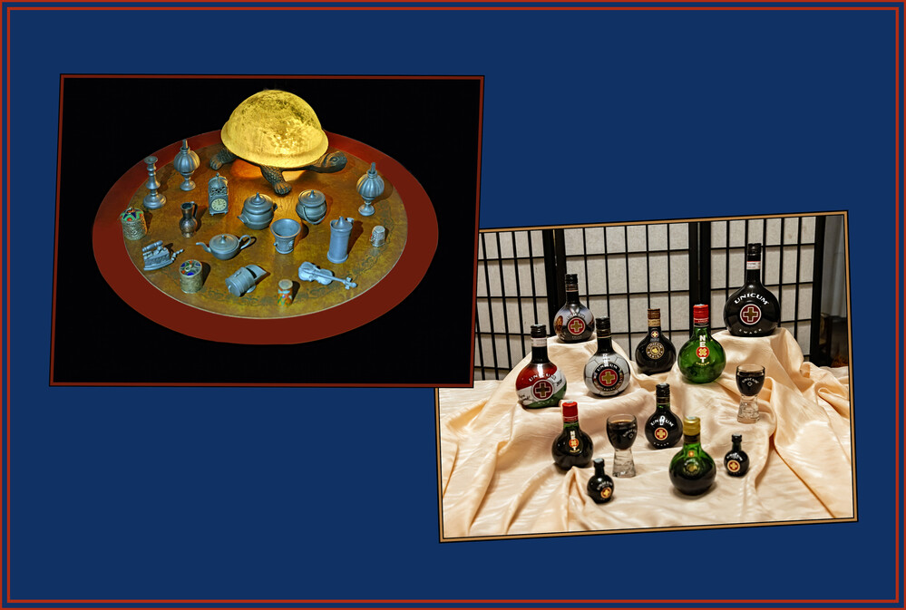 4.W Motive von Q - Z  "Sammlungen - Miniaturen und Unicum"
Unicum ist der Name eines ungarischen Magenbitters 
Elise

Schlüsselwörter: 2024
