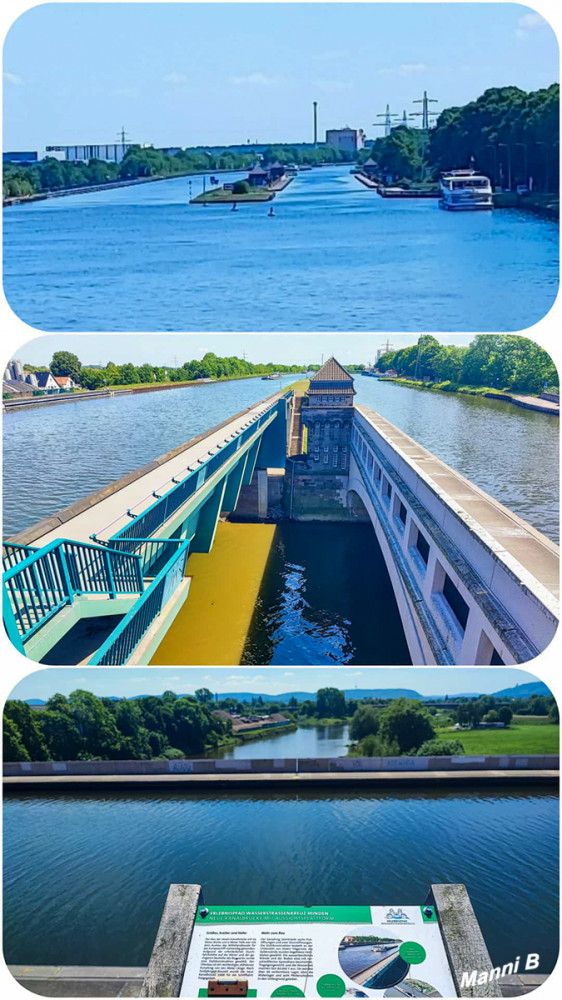 Wasserstraßenkreuz Minden
Links das neue Trogwerk, rechts das alte Trogwerk des Mittellandkanals. Die Weser fließt unter beiden Trogwerken.
Schlüsselwörter: 2026
