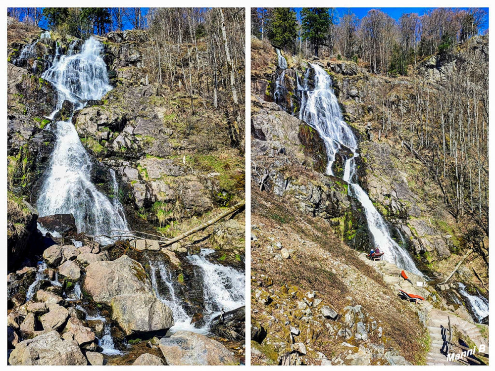 Todtnauer Wasserfall
An diesem Wasserfall stürzt das Wasser über fünf Stufen teils frei, teils gleitend insgesamt 97 Meter in die Tiefe. Der Hangloch-Wasserfall gehört damit zu Deutschlands höchsten Wasserfällen. Die vorletzte und höchste Stufe misst 60 Meter und ist damit die bei weitem höchste Einzelstufe der deutschen Mittelgebirge. lt. Wikipedia
Schlüsselwörter: 2026